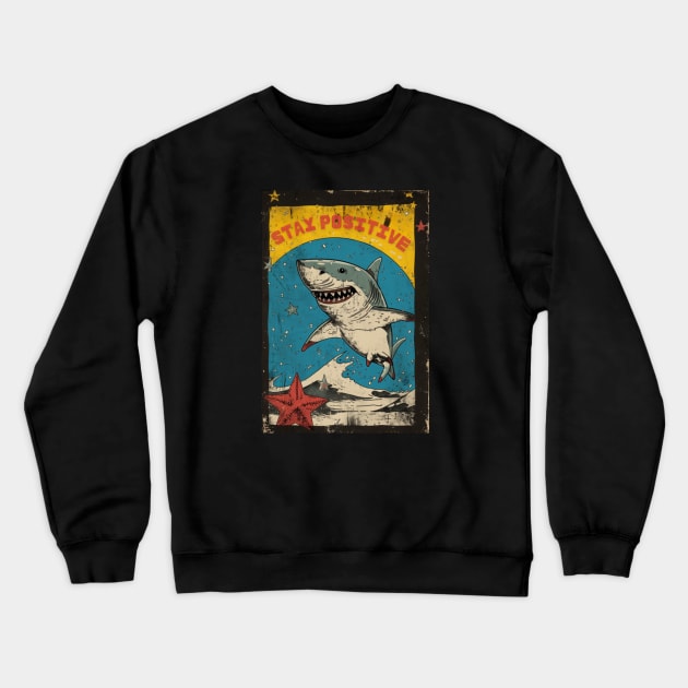 STAY POSITIVE!!! Shark attack, retro style Crewneck Sweatshirt by Pattyld